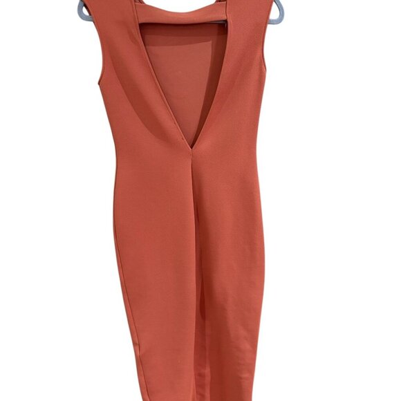 ZARA Deep Back V Midi Bodycon Dress Size Small - Picture 3 of 10